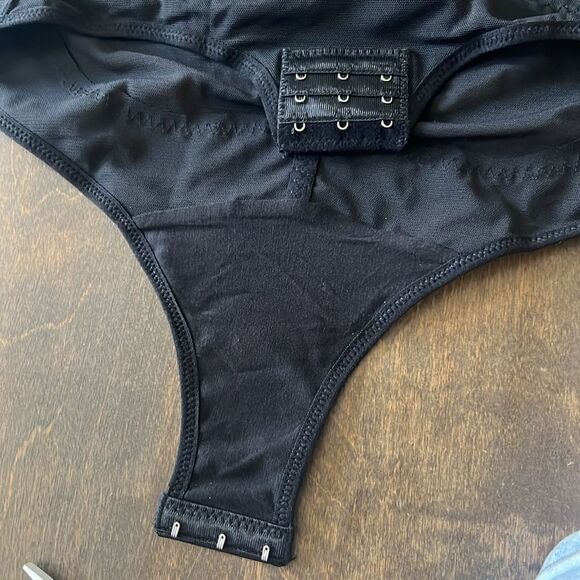 V-Neck Bodysuit Tummy Control Mesh Cross Slim Belly Body Shaper Waist Trainer - Picture 13 of 16